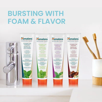 Himalaya Botanique Complete Care Toothpaste, for Brighter Teeth and Fresh Breath, Natural, Fluoride-Free, SLS-Free, Carrageenan-Free & Gluten-Free, Vegan, 150 g (5.29 oz), Variety 4 Pack - Available at All In One Marketplace Canada