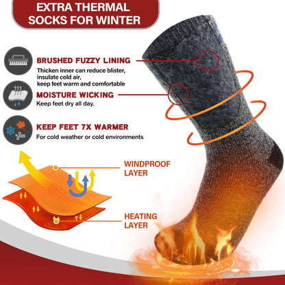 Welwoos Heated Thermal Socks for Men & Women Winter Warm Thick Ski Crew Insulated Boot Socks 3 Pairs Gift Stocking Stuffers for Mens (Grey Black Blue,L) 🍁 All In One Marketplace Canada