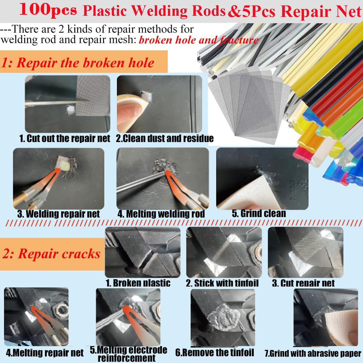 Upgraded 220W Plastic Welder, 2 in 1 Plastic Welding Repair Welder Kit 1000PCS Hot Stapler Soldering Gun with 100PCS Plastics Welding Rods Car Bumper Repair Kit for Most Plastics Repair - Available at All In One Marketplace Canada