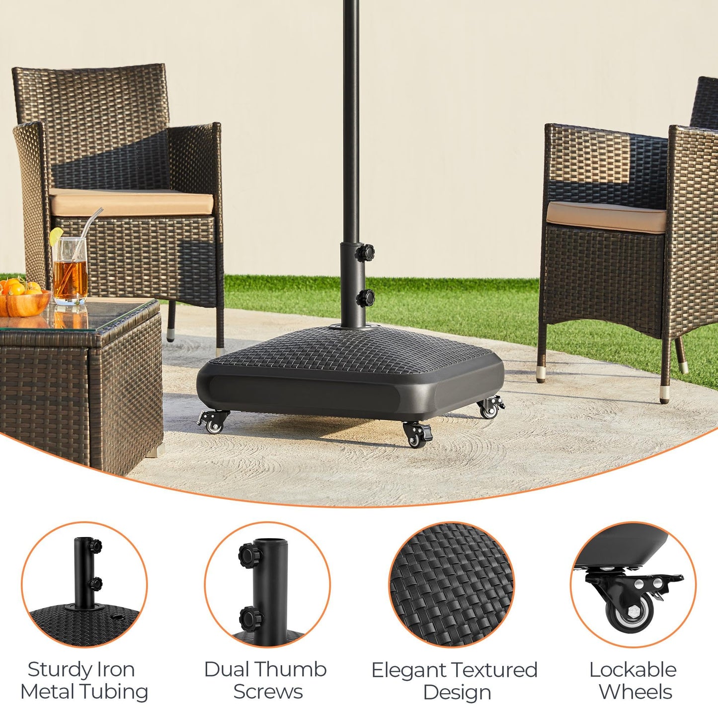 Yaheetech Fillable Mobile Umbrella Base, 4 Wheels, 123lb Capacity, Black 🍁 All In One Marketplace Canada