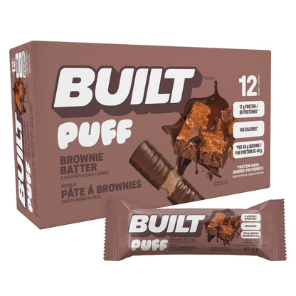 Built Bar Puff Protein Bars – Brownie Batter Flavor, 12-Count Box