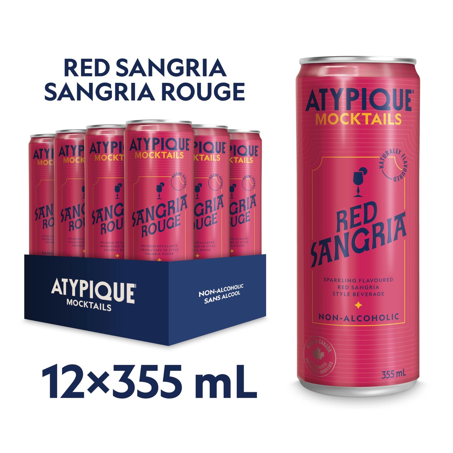ATYPIQUE Mocktails Non-Alcoholic Cocktail, Red Sangria, 355 mL, 12-Count 🍁 All In One Marketplace Canada