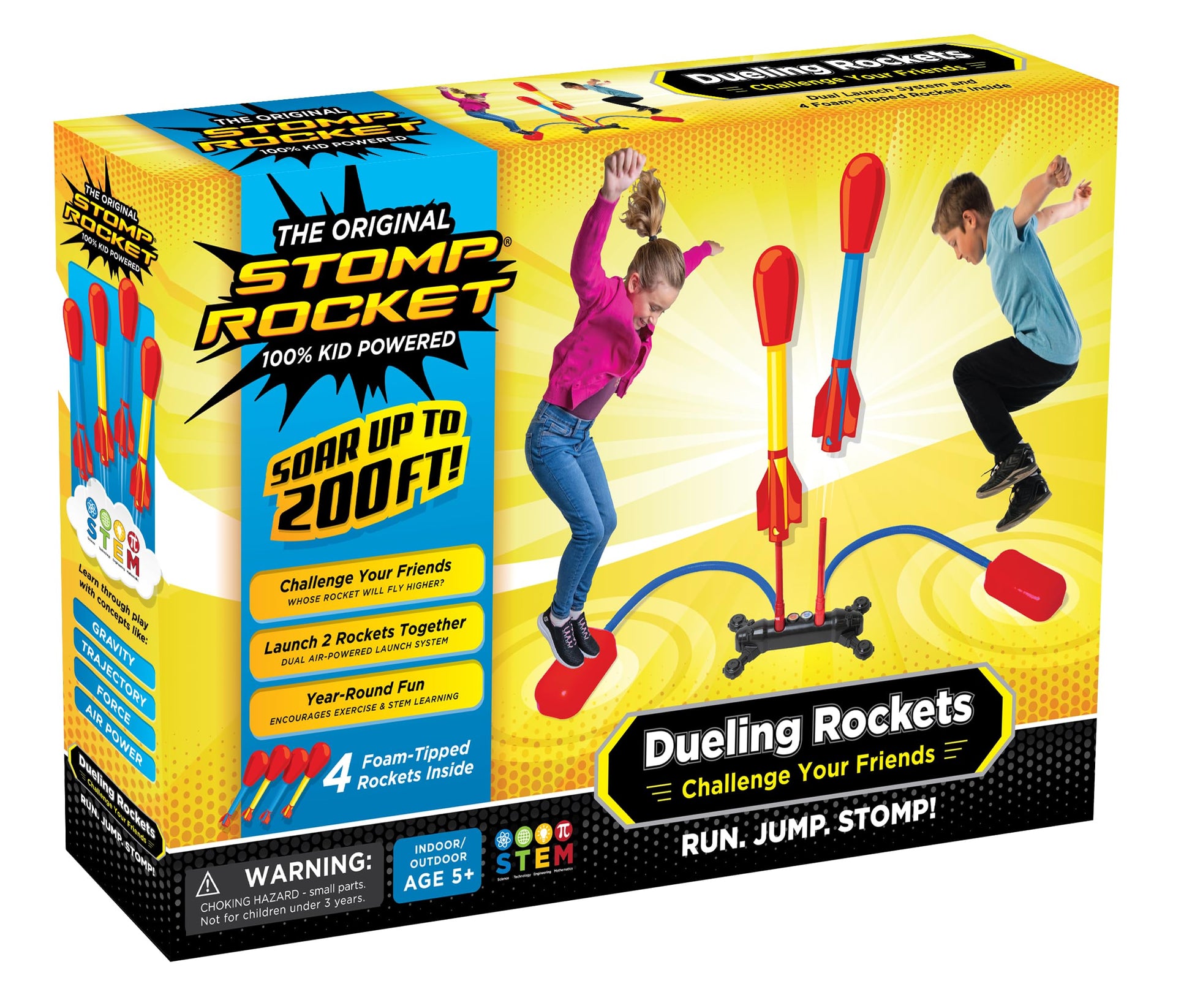 The Original Stomp Rocket Dueling Rockets Launcher, 4 Rockets and Toy Rocket Launcher - Outdoor Rocket STEM Gift for Boys and Girls Ages 6 Years and Up - Great for Outdoor Play Stomp Rocket