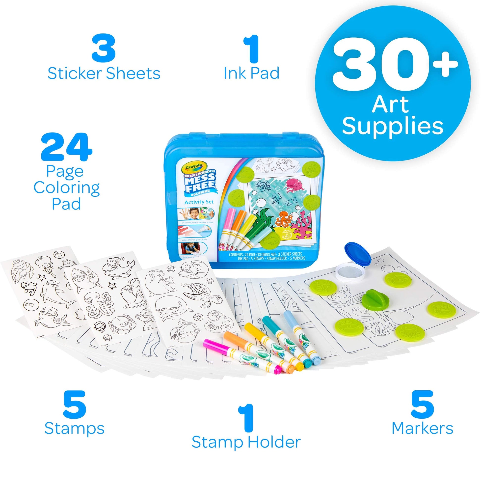 Crayola Color Wonder Mess Free Coloring Activity Set (30+ Pcs), Travel Art Kit, Gift for Kids & Toddlers, Ages 3+