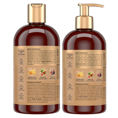 Shea Moisture Manuka Honey and Mafura Oil Shampoo and Conditioner For Extra Dry, Damaged Hair Formulated Without Sulfates, Silicones, Parabens, Phthalates, Mineral Oil or Petrolatum, 384ml (2-Pack) - Available at All In One Marketplace Canada