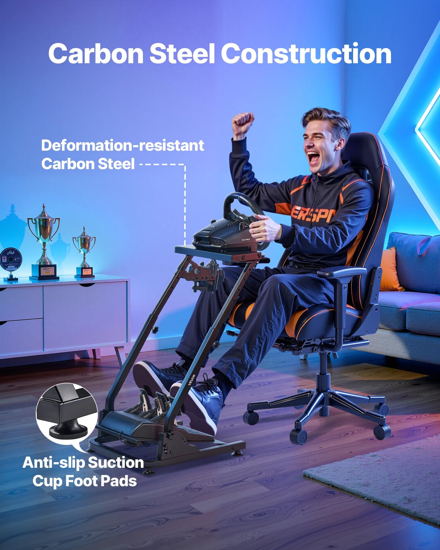 VEVOR Racing Wheel Stand, Adjustable & Foldable Simulator Stand for Logitech G29 G27 G920 G923, Thrustmaster T300RS T300GT T248 TS-PC TSXW Gaming Cockpit,Pedals Simulator NOT Included 🍁 All In One Marketplace Canada