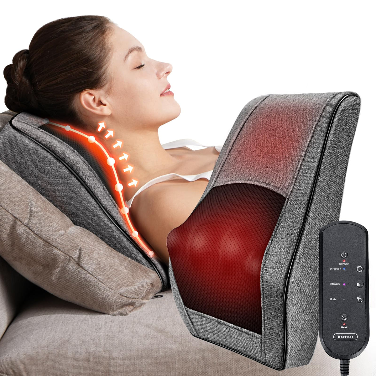 Boriwat Back Massager Neck Massager with Heat, 3D Shiatsu Massage Pillow for Back, Neck, Shoulder, Leg Pain Relief, Christmas and Birthday Gifts for Women Men Mom Dad, Use at Home, Office, Car 🍁 All In One Marketplace Canada