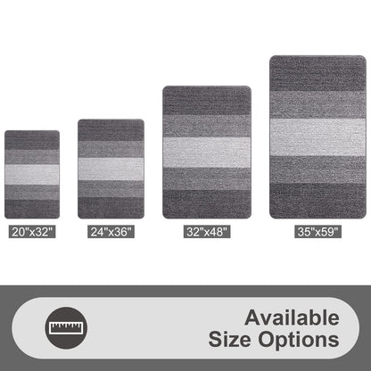 Grandaily Indoor Doormat, 20" x 32" Non-Slip Mud Trapper Absorbent Front Door Mats, Washable Striped Inside Entryway Mat, Low-Profile Welcome Mat Entrance Mat, Grey