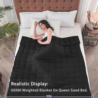 Weighted Blanket for Adults(20lbs,60"×80",Black) Queen Size for 190-210Ibs 🍁 All In One Marketplace Canada