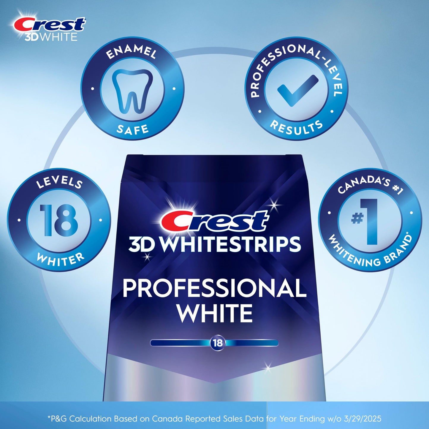 Crest 3D Whitestrips Professional White At-home Teeth Whitening Kit, 20 Treatments, 18 Levels Whiter - Available at All In One Marketplace Canada