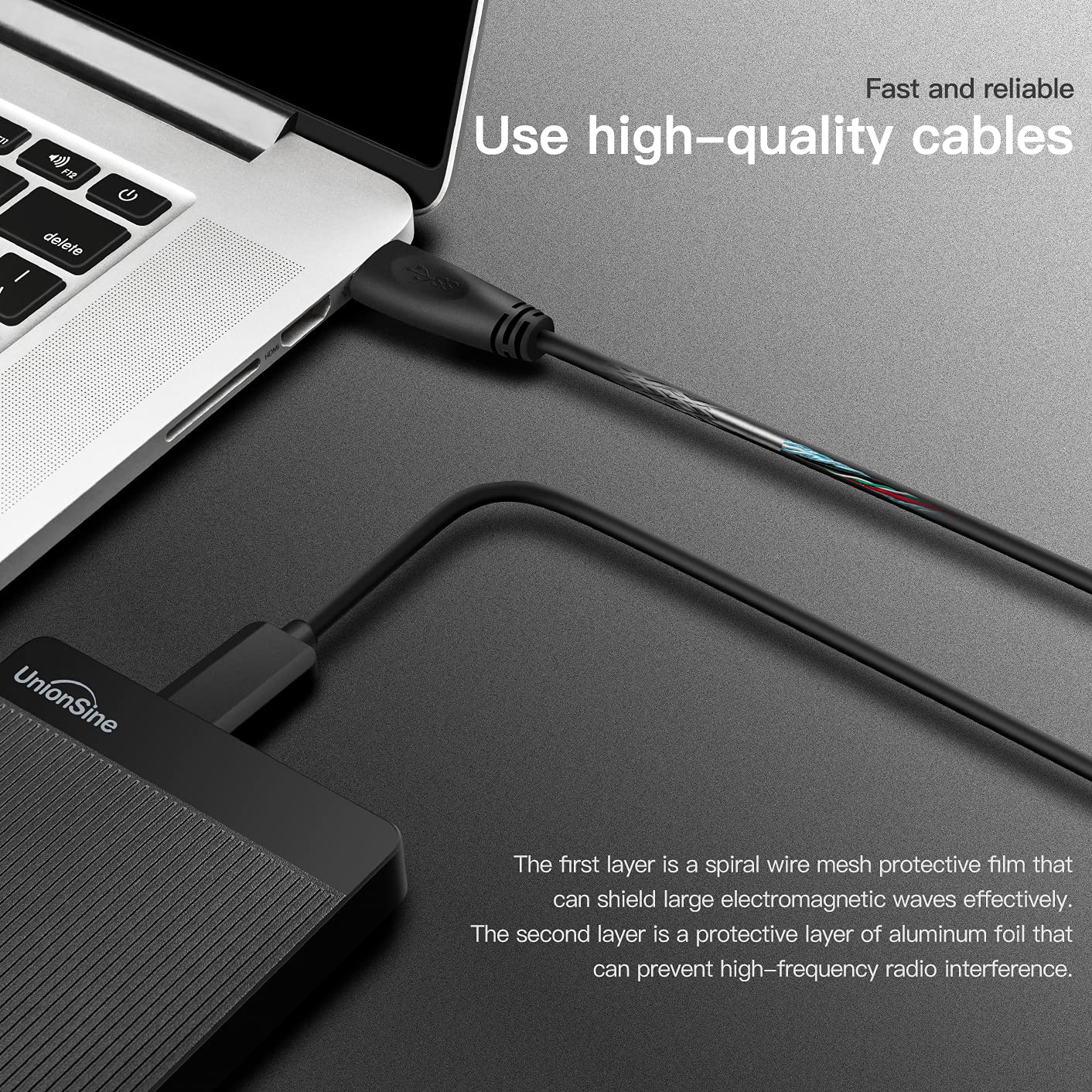 UnionSine 1TB Ultra Slim Portable External Hard Drive HDD-USB 3.0 Storage for PC, Mac, Laptop, PS4, Xbox one, Xbox 360-(Black)