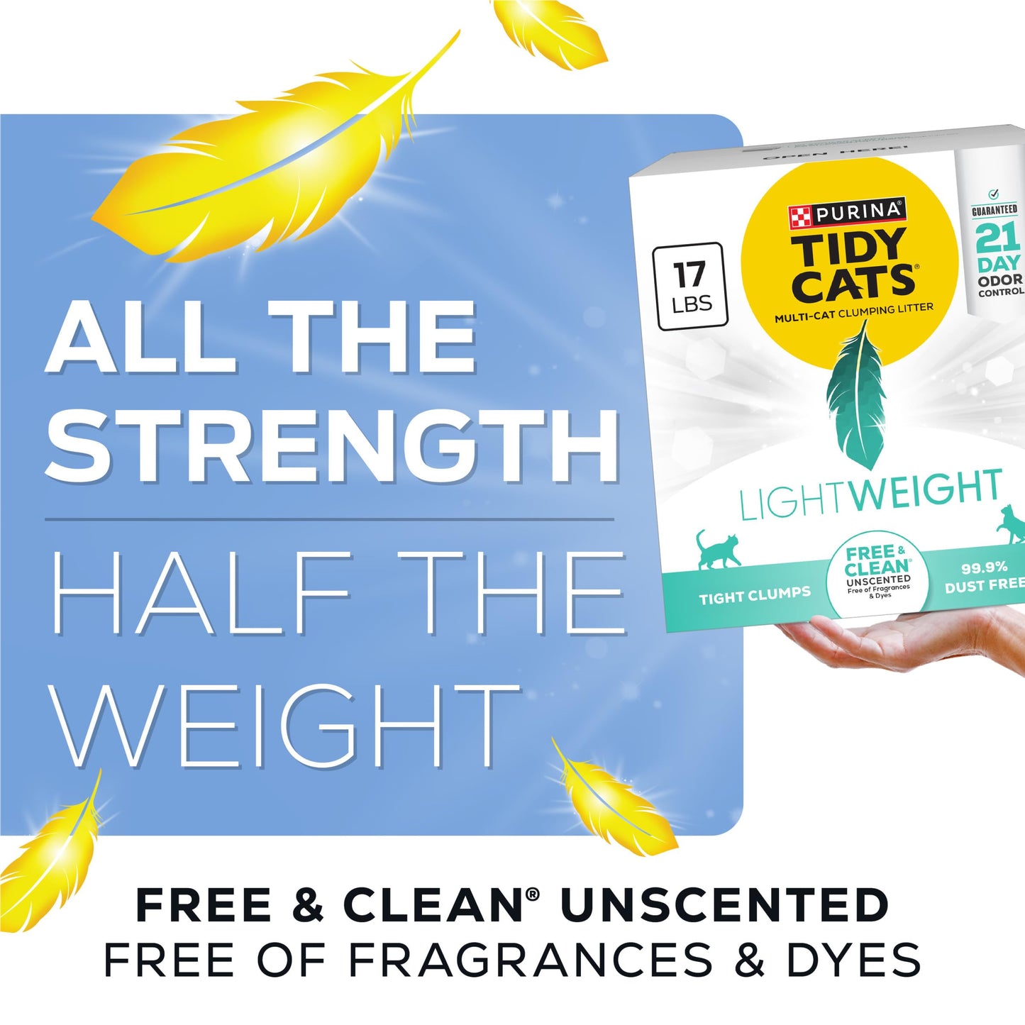 Purina Tidy Cats Lightweight Free and Clean Unscented, Multi-Cat, Clumping, 99.9 Percent Dust Free Cat Litter - 17 lb. Box 🍁 All In One Marketplace Canada
