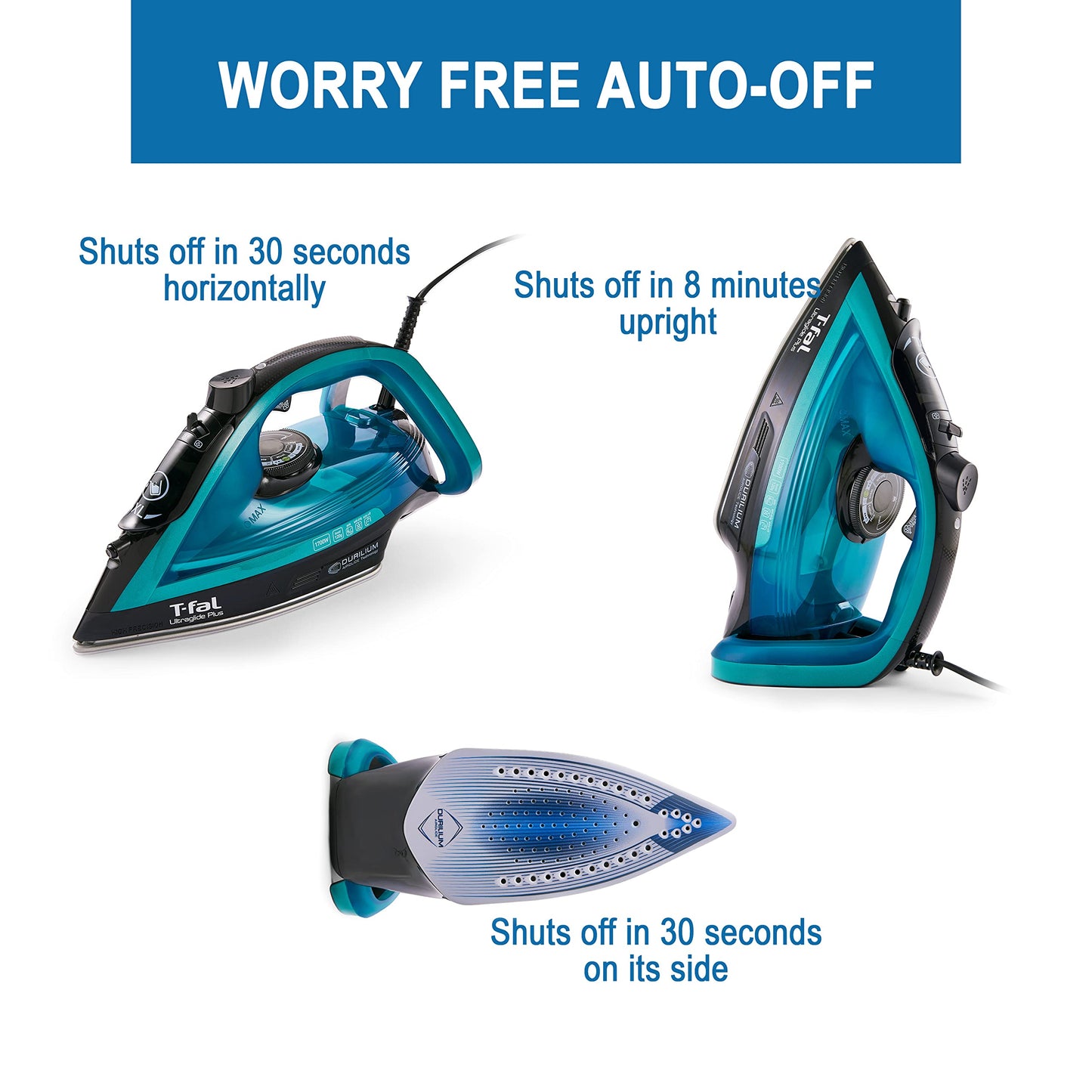 T-Fal Ultraglide Steam Iron for Clothes Durilium Soleplate, Precision Tip, Anti-Drip, Auto-Off 1800 Watts Ironing, Steaming - Available at All In One Marketplace Canada
