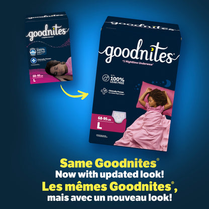 GoodNites Girls' Bedwetting Night Time Underwear, Large, 34 Ct, Giga Pack