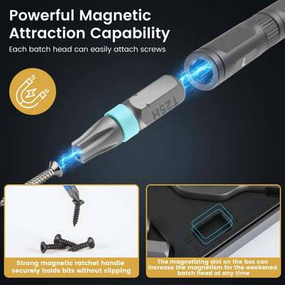 Screwdriver Set 24 in 1 Magnetic Ratchet with Precision Bits – Ideal for Home Repairs, DIY Projects, and Electronics – Ergonomic Rotatable Ratchet Handle and Storage Case –Perfect Holiday Gift 🍁 All In One Marketplace Canada