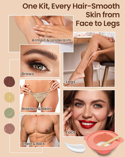 Waxing Kit for Women & Men: Digital Display Waxing Kits, Hard Wax Kit Wax Warmer for Hair Removal with 4-Pack Hard Wax Beads- All-in-One at-Home Wax Pot Machine for Brazilian, Bikini, Legs & Body - Available at All In One Marketplace Canada