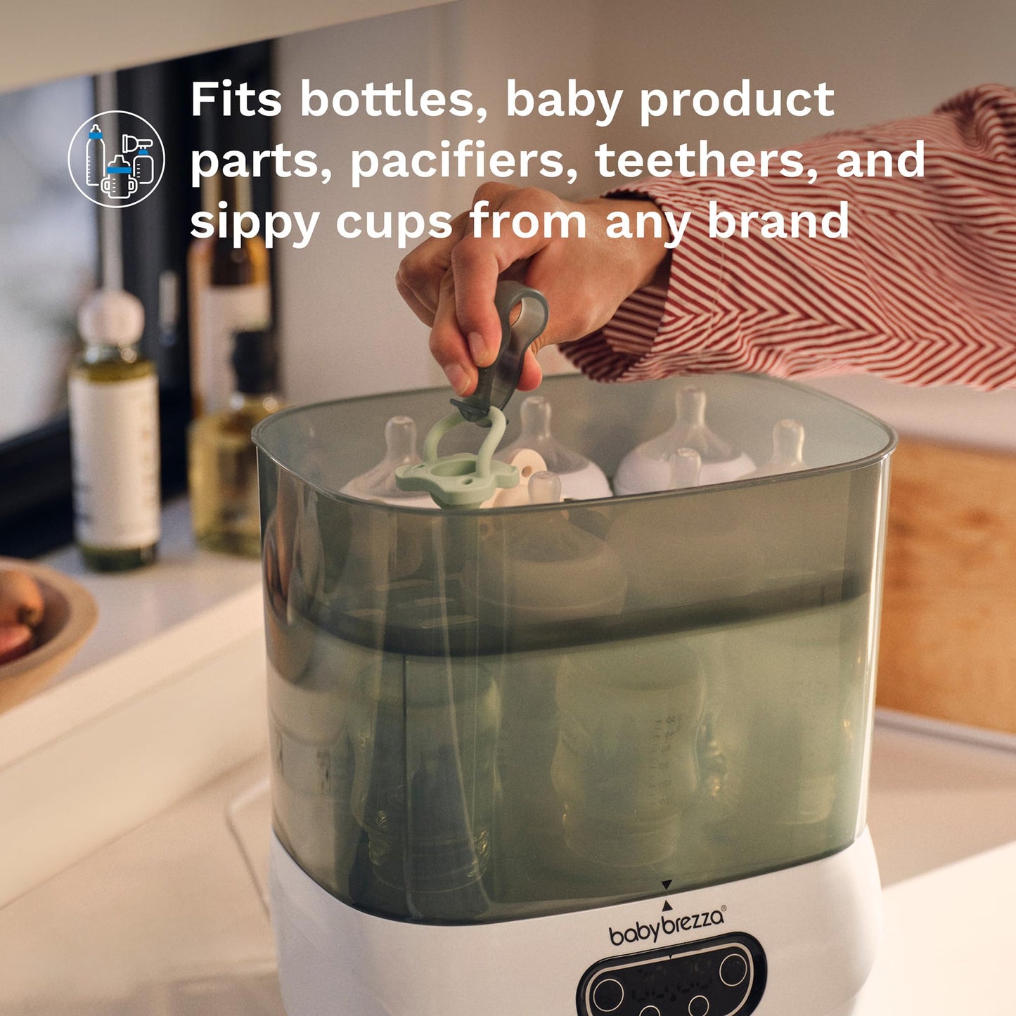 Baby Brezza Bottle Sterilizer and Dryer Advanced – 33% Faster - Largest Capacity Steam Sanitizer - Universal Sterilization Machine for All Bottles + Baby Product Parts - HEPA Air Filter Baby Brezza