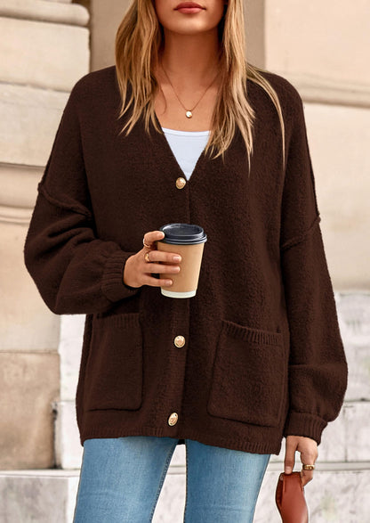 PRETTYGARDEN Oversized Chunky Cardigan Sweaters for Women Brown,M 🍁 All In One Marketplace Canada
