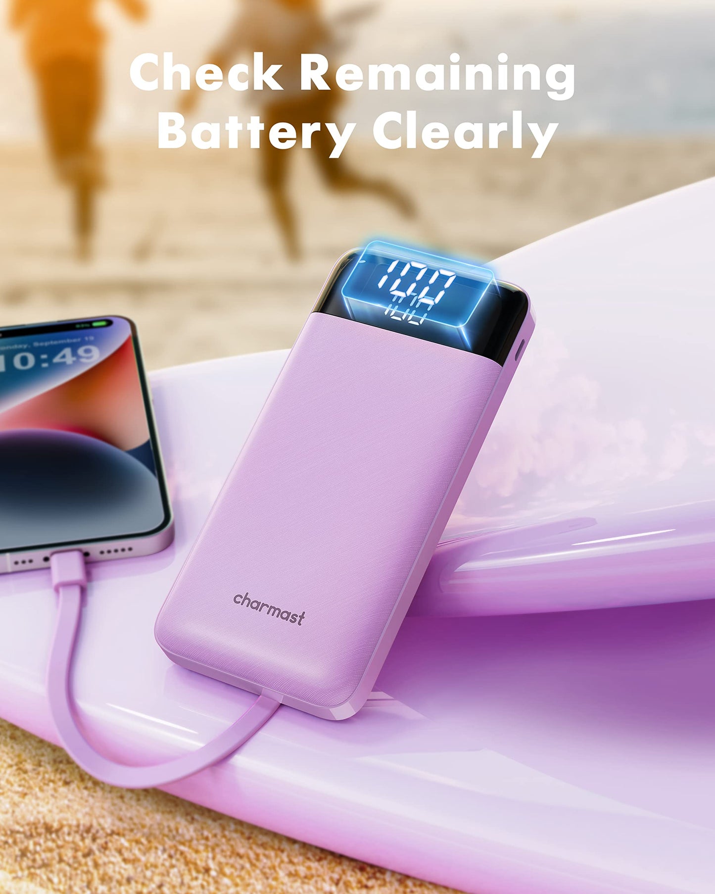 Charmast Portable Charger with Built in Cables, Power Bank with Cords Wires, Slim 10000mAh Travel Battery Pack 6 Outputs 3 Inputs 3A Fast Charging for Samsung Google Pixel LG Moto iPhone iPad - Available at All In One Marketplace Canada