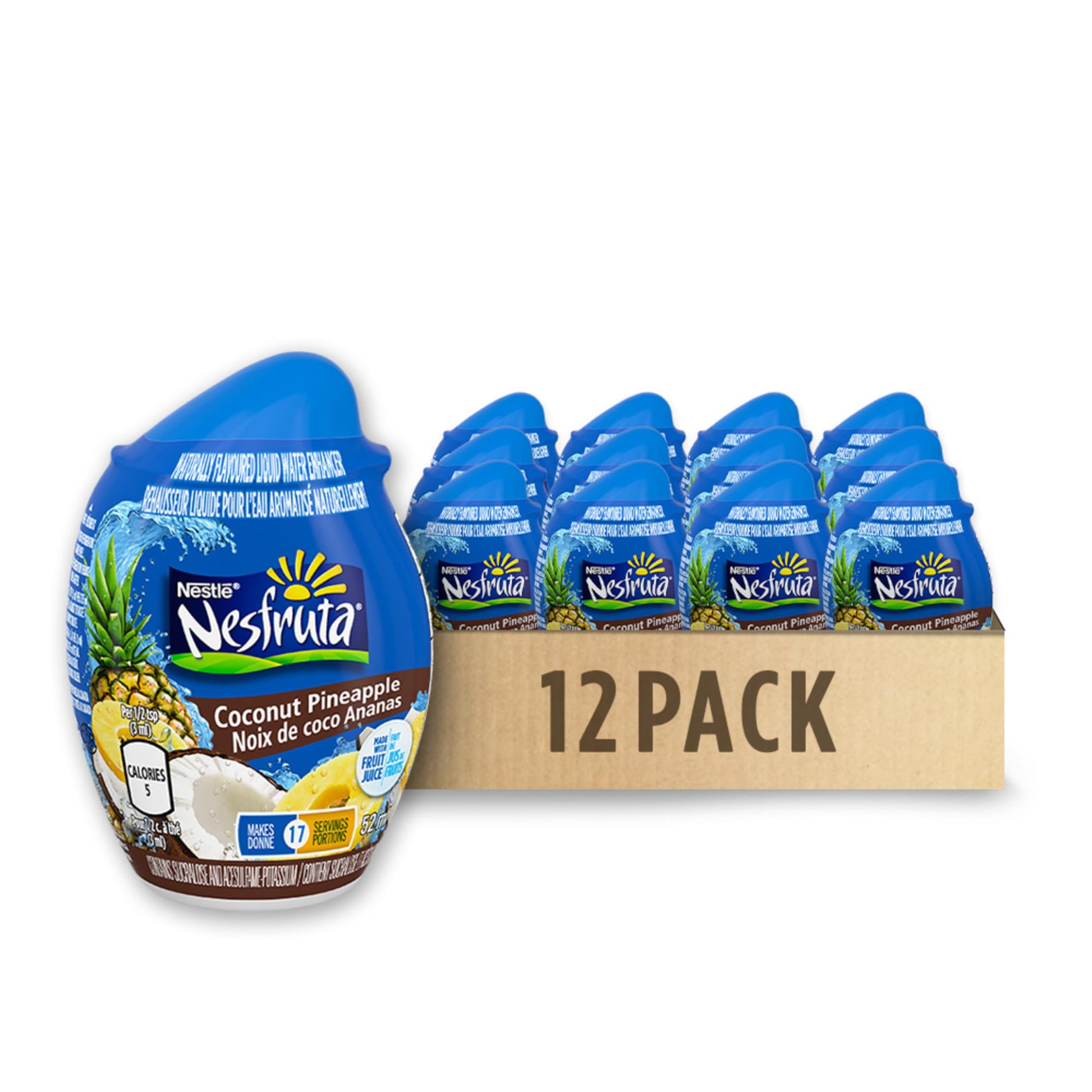 NESFRUTA Coconut Pineapple Liquid Water Enhancer, 12 Bottles, 624 ml NESFRUTA
