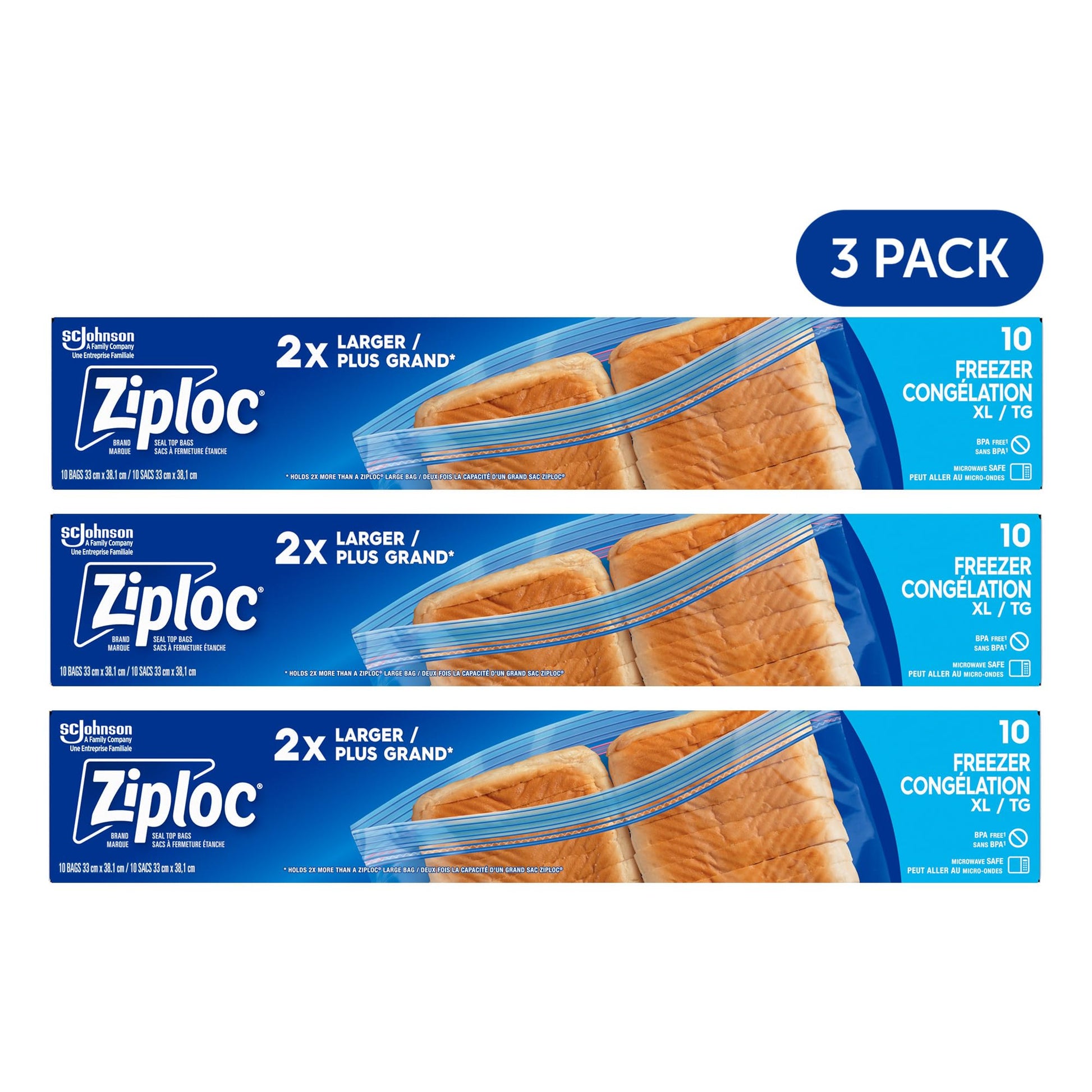 Ziploc Extra Large Food Storage Freezer Bags with Double Zipper Seal and Easy Open Tabs, 30 Count - Available at All In One Marketplace Canada
