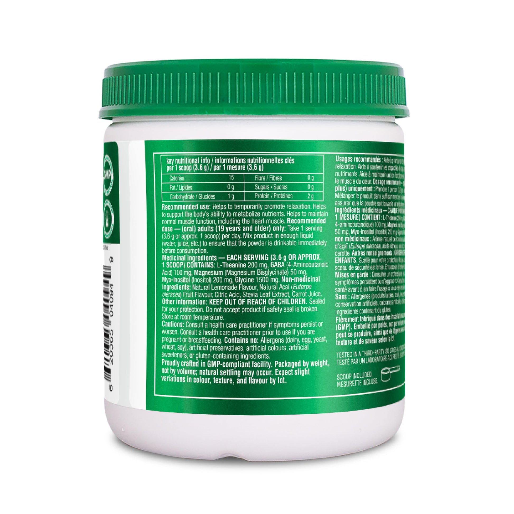 Organika Mind Calm Powder- with Magnesium Bisglycinate, L-Theanine, GABA, Inositol- Promotes Relaxation and Calm without Drowsiness- Acai Lemonade Flavour- 216g Organika