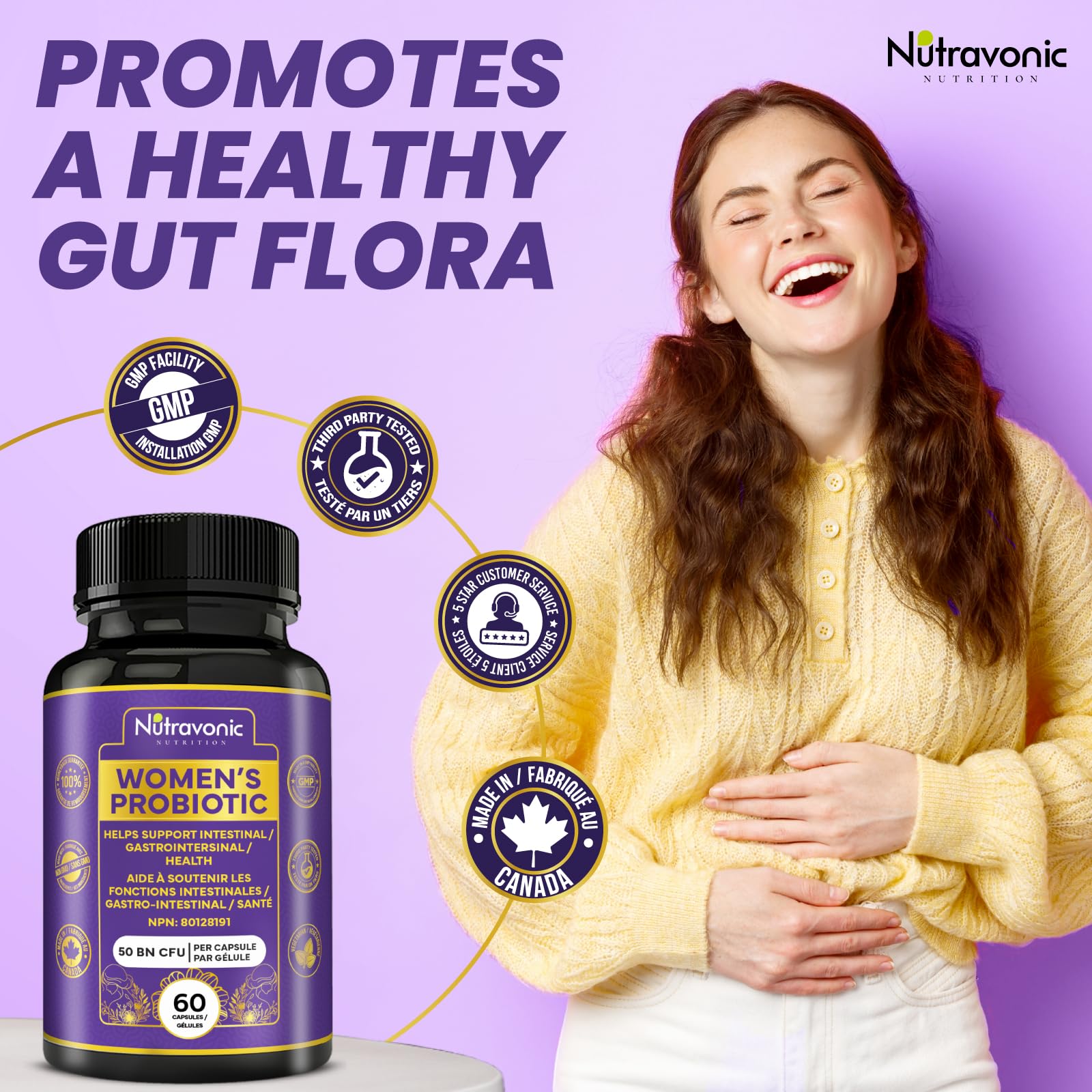 Probiotics for Women - 50 Billion CFUs Per Delayed Release Capsule. 15 Diverse Strains, including strains Limosilactobacillus Reuteri (lactobacillus reuteri) & lactobacillus gasseri. Support Gut Health, Bloating Relief & Digestion - 2 Month Supply. Nutrav - Available at All In One Marketplace Canada