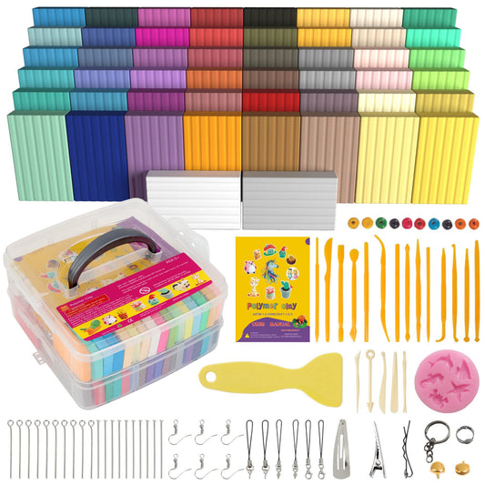 Polymer Clay 50 Colors, Modeling Clay for Kids DIY Starter Kits, Oven Baked Model Clay, Non-Sticky Molding Clays with Sculpting Tools, Gift for Children and Artists - Available at All In One Marketplace Canada
