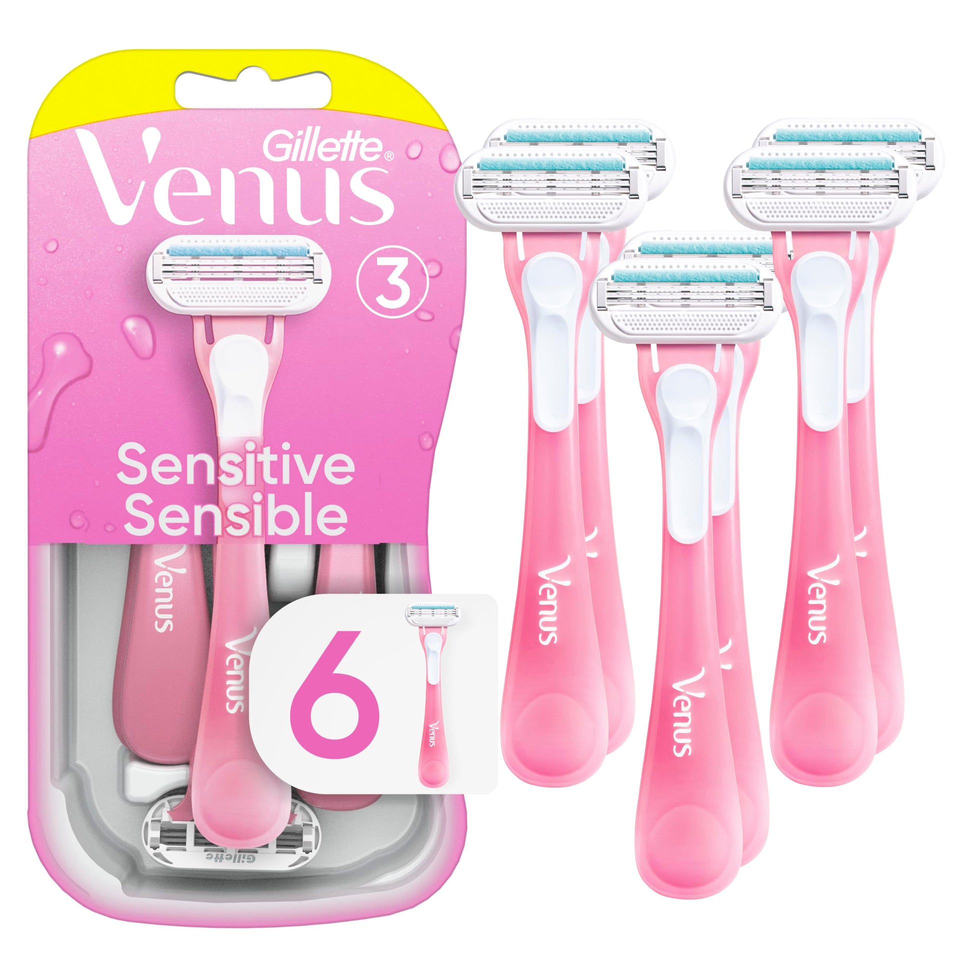 Venus Sensitive Women's Disposable Razor, 6 Count - Available at All In One Marketplace Canada