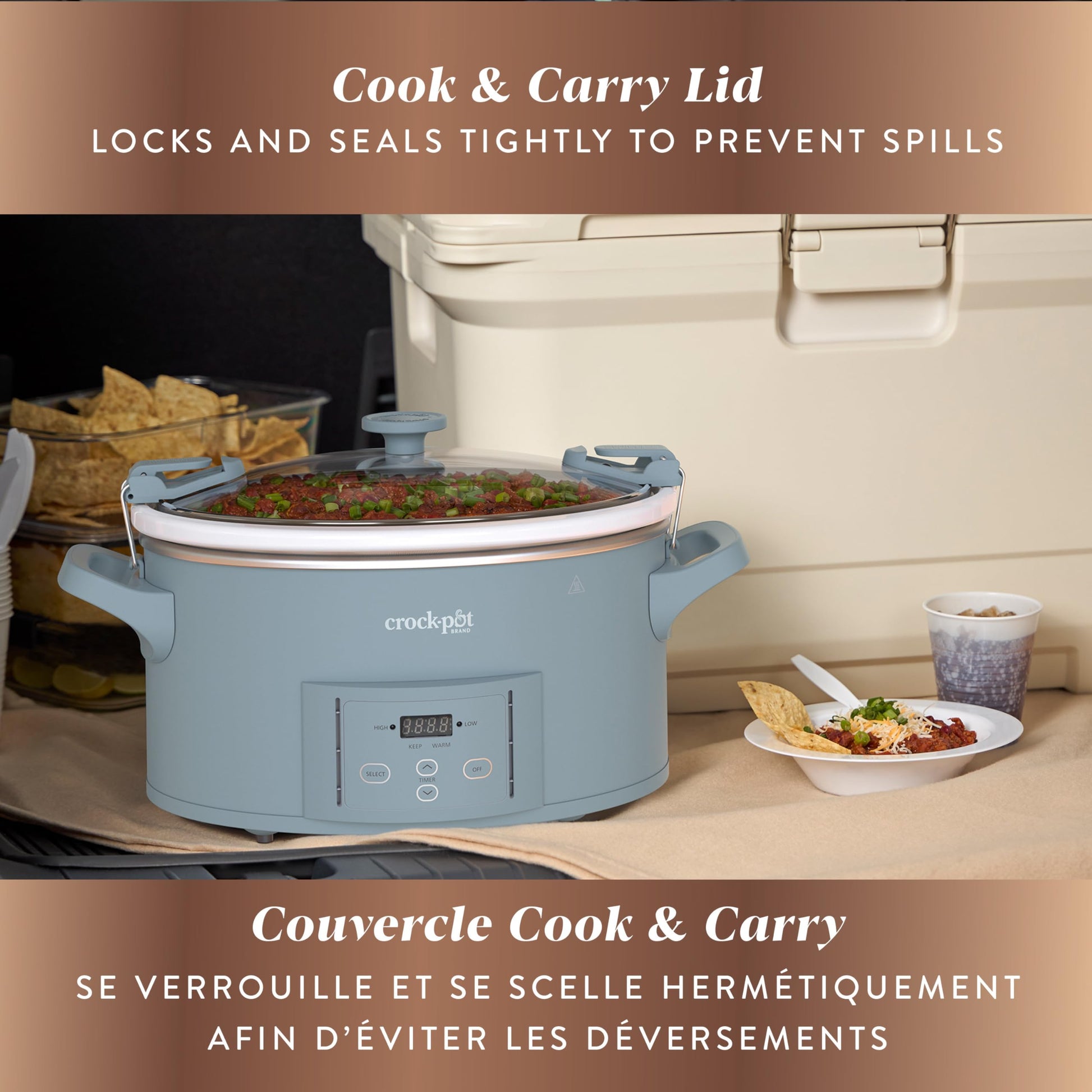 Crock-Pot Design Series 7-Quart Programmable Slow Cooker, Morning Haze Blue - Available at All In One Marketplace Canada