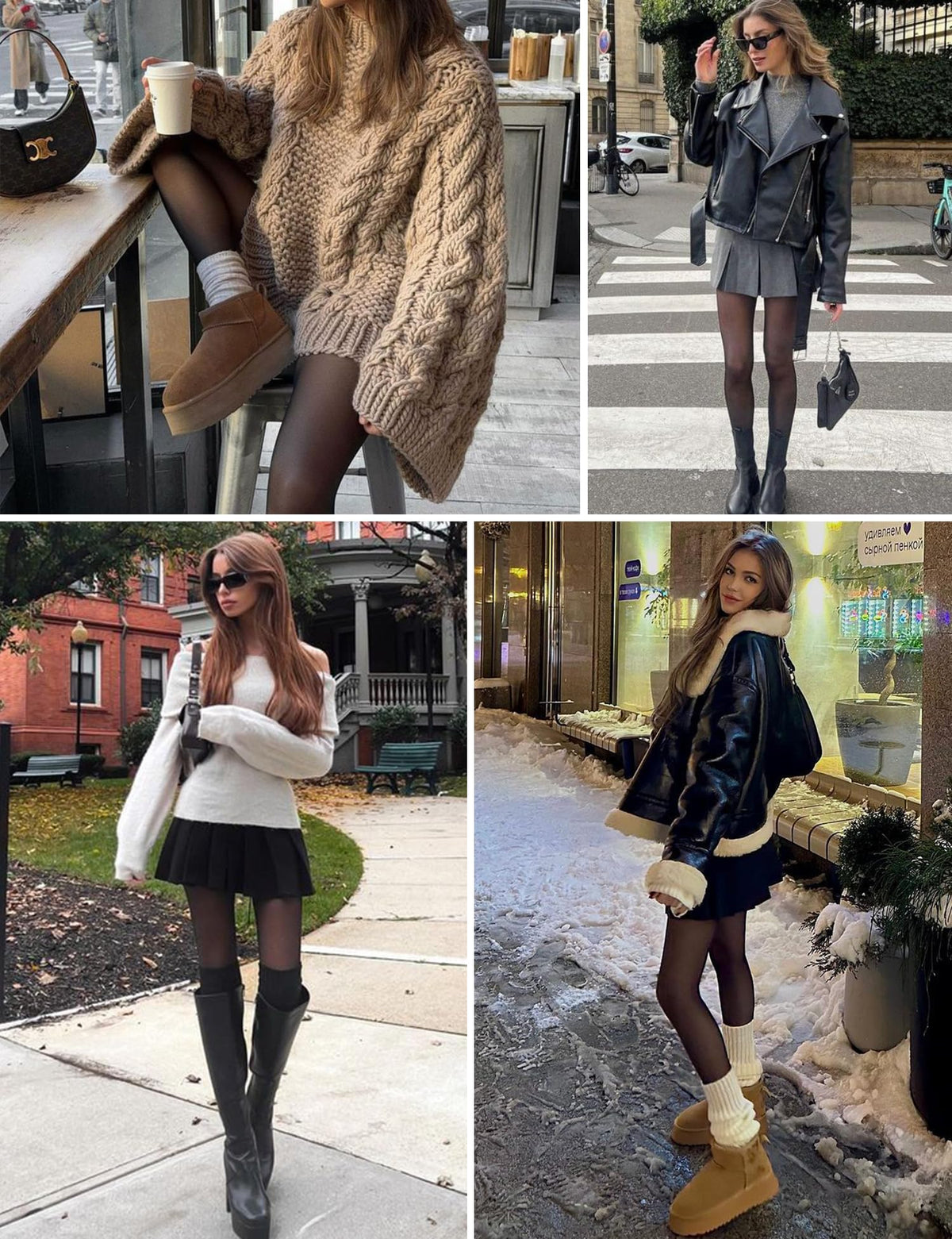 QOMEWA Women's Fleece Lined Tights, Black Semi Opaque Thermal Tights 🍁 All In One Marketplace Canada