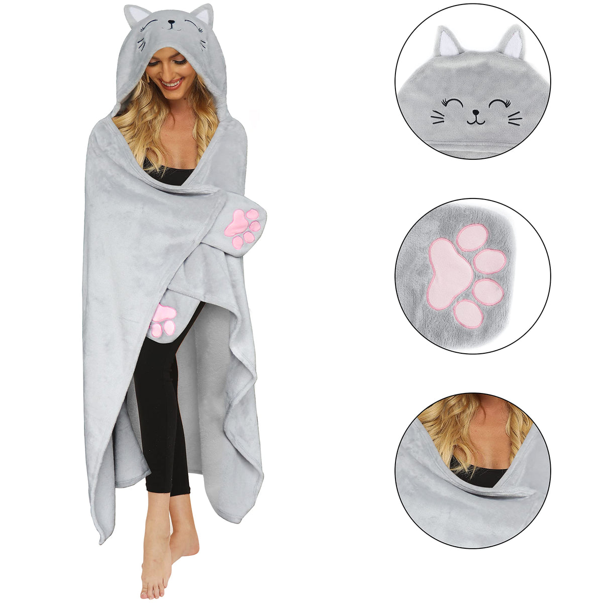 Moyel Cat Wearable Hooded Blanket Gifts for Women on Christmas Birthday 🍁 All In One Marketplace Canada