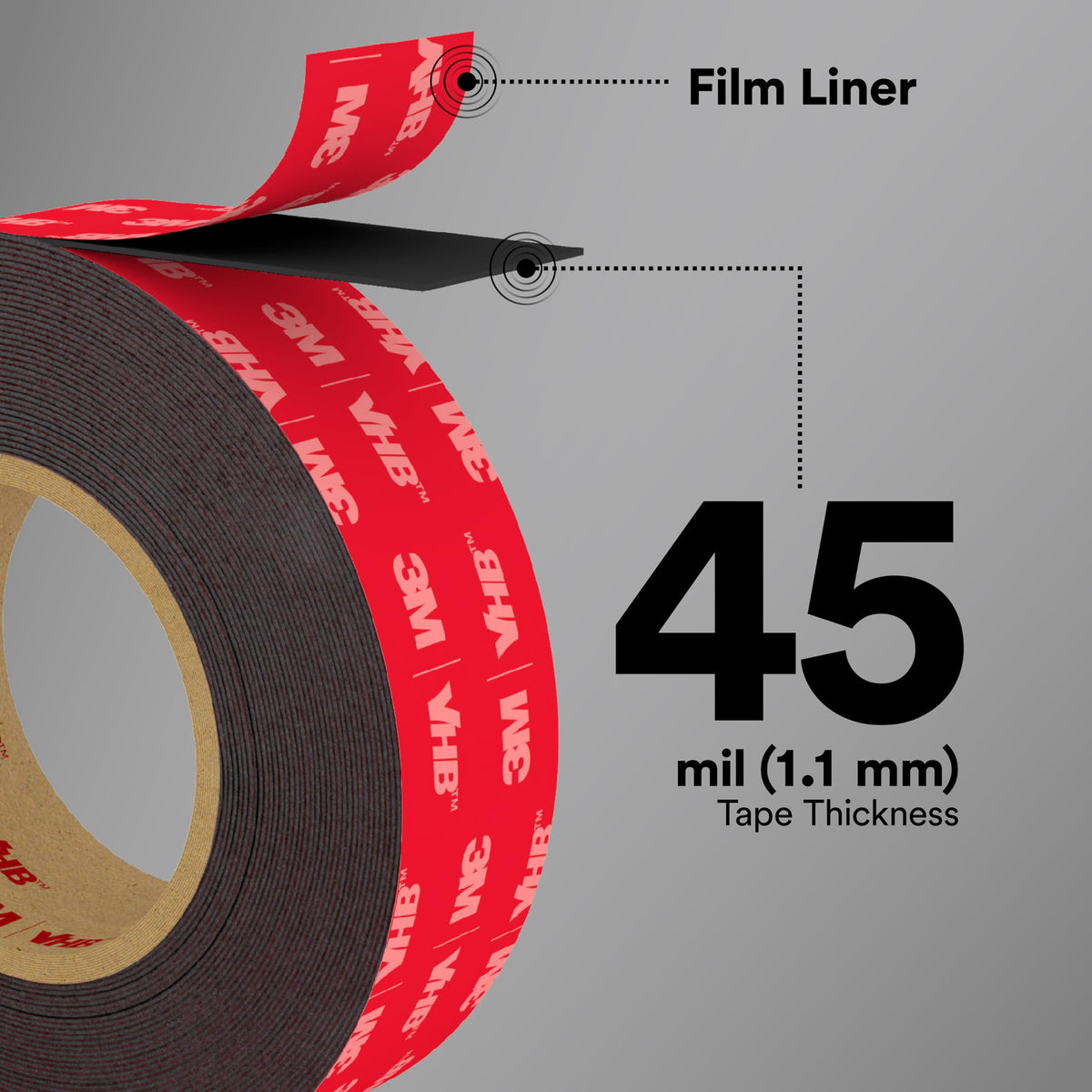 3M VHB Heavy Duty Mounting Tape 5952 Black, 3/4 in x 15 yd 45.0 mil (Pack of 1)