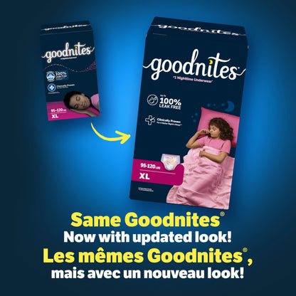 GoodNites Girls' Nighttime Underwear, Extra Large (95-120 lbs), 63 Ct
