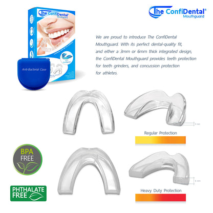 The ConfiDental - Moldable Mouth Guard for Teeth Grinding Clenching Bruxism Sport Athletic Whitening Tray Pack of 5 Including 3 Regular and 2 Heavy Duty Guard (3 (Ill) Regular 2 (ll) Heavy Duty)