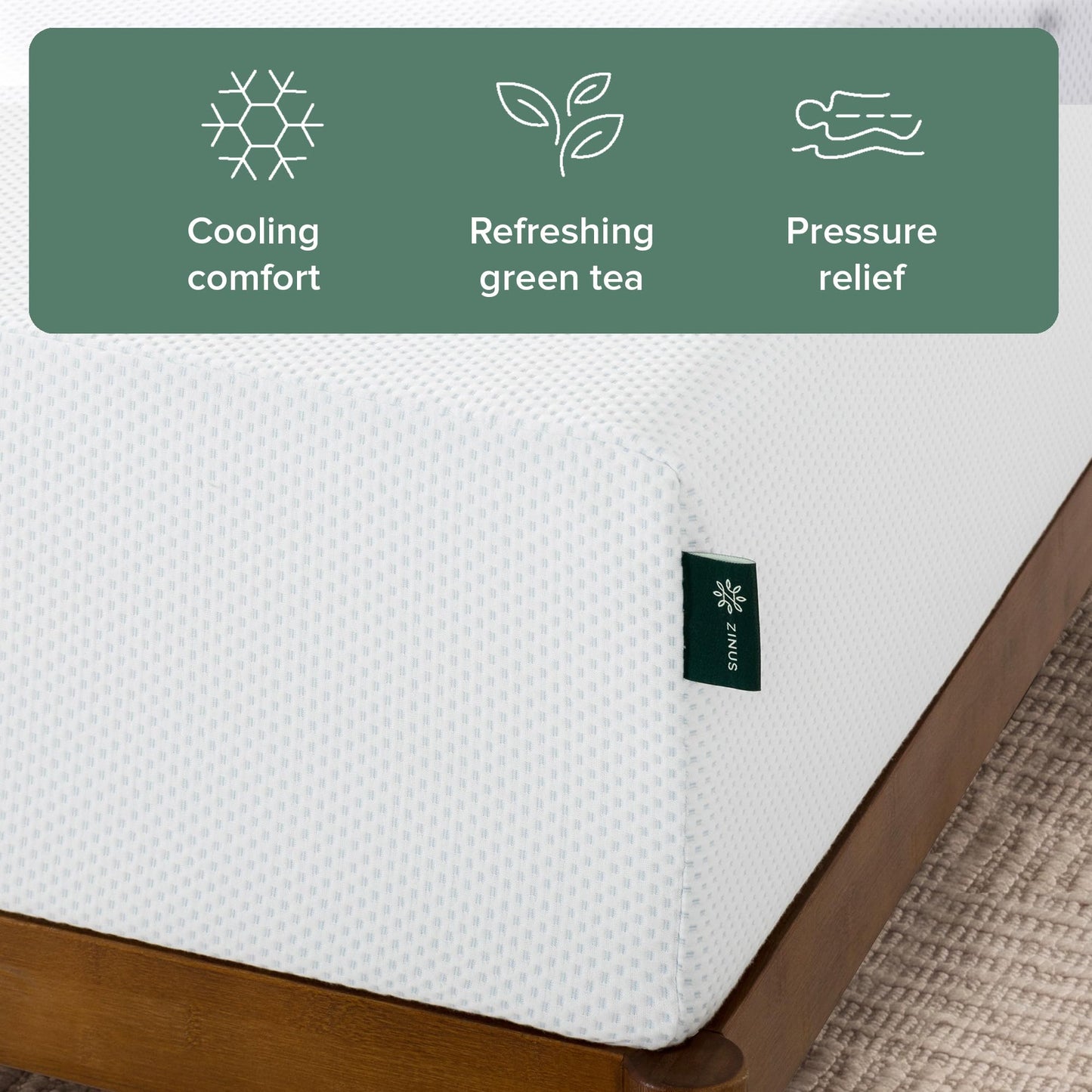 Zinus Twin Mattress - 10 Inch Green Tea Cooling Gel Memory Foam Mattress, Pressure Relief, for Cool Sleep, CertiPUR-US Certified Foam, Mattress in a Box, 10-Year Warranty, Twin Size