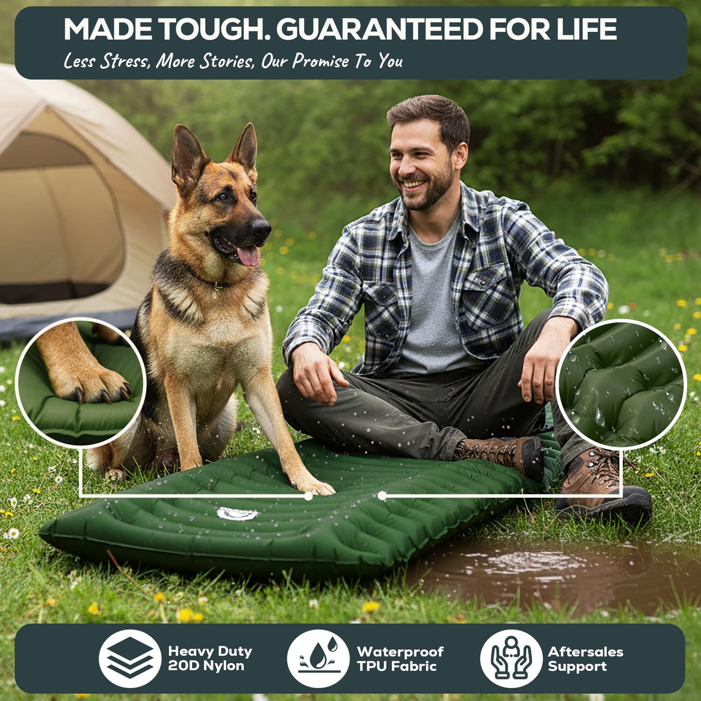GEAR DOCTORS ® [500g] Ultralight Ether Camping Mattress Sleeping pad air Mattress Camping Sleeping pad Camp mat, matelas gonflable, Portable