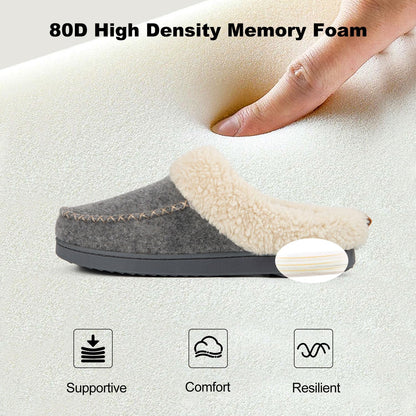 LongBay Women's Felt Sherpa Bedroom Moccasin Slippers (7-8, Gray) 🍁 All In One Marketplace Canada