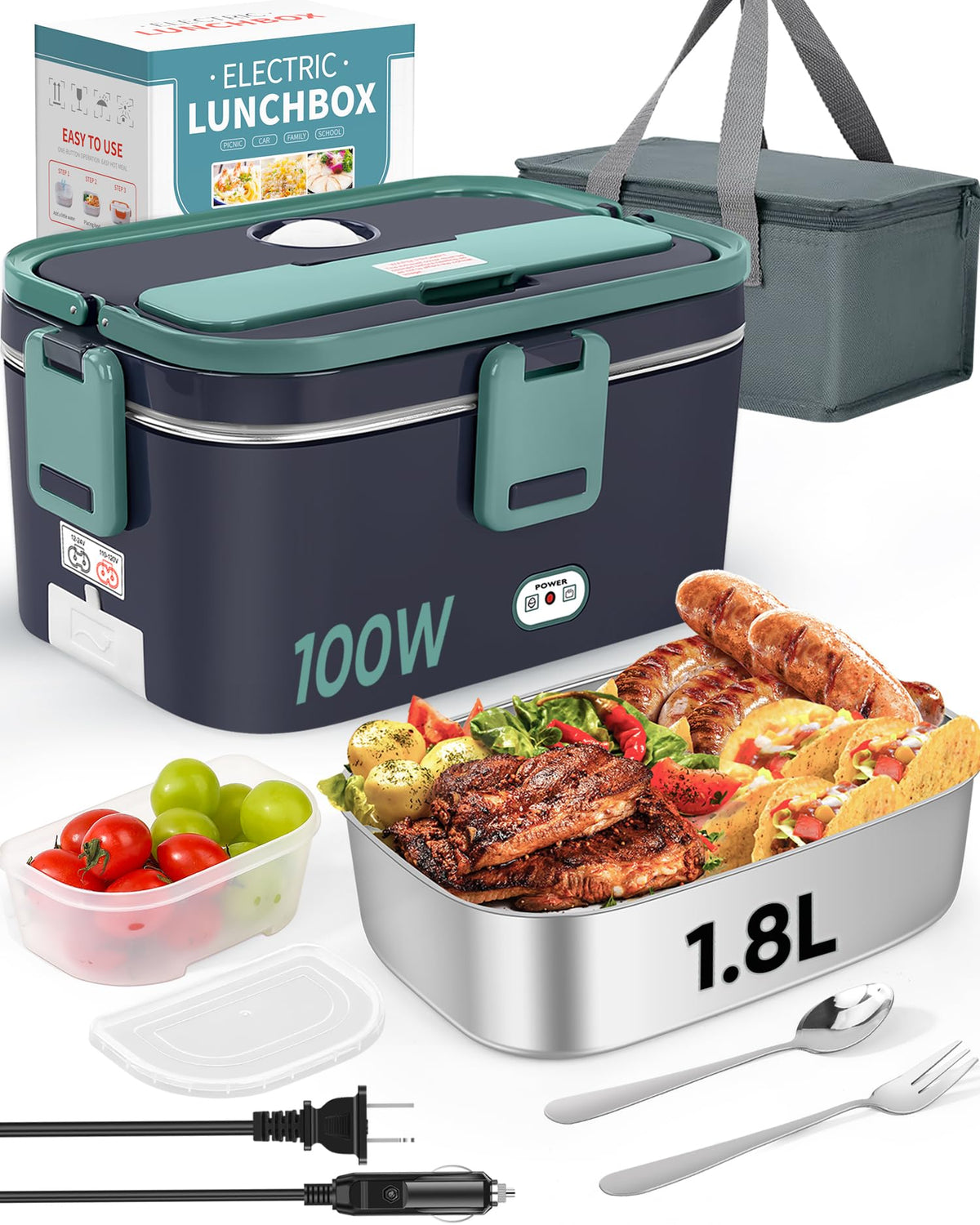 Electric Lunch Box Food Heater, Portable Food Warmer, Large 1.8L Containers 🍁 All In One Marketplace Canada