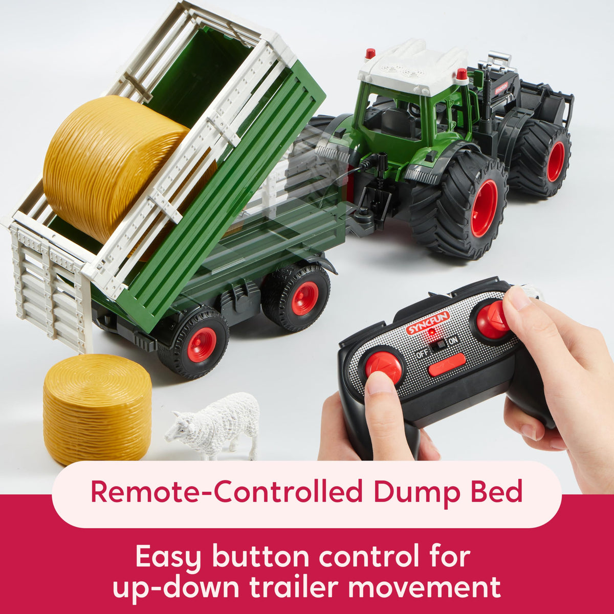 Syncfun Remote Control Tractor Toy Set – Rechangeable RC Truck Toys with Trailer, Loader, Lights & Sounds, Toddler Farm Vehicles Toys, Kids Toys for 2 3 4 5 6 Years Old Boys, Christmas Birthday Gifts 🍁 All In One Marketplace Canada