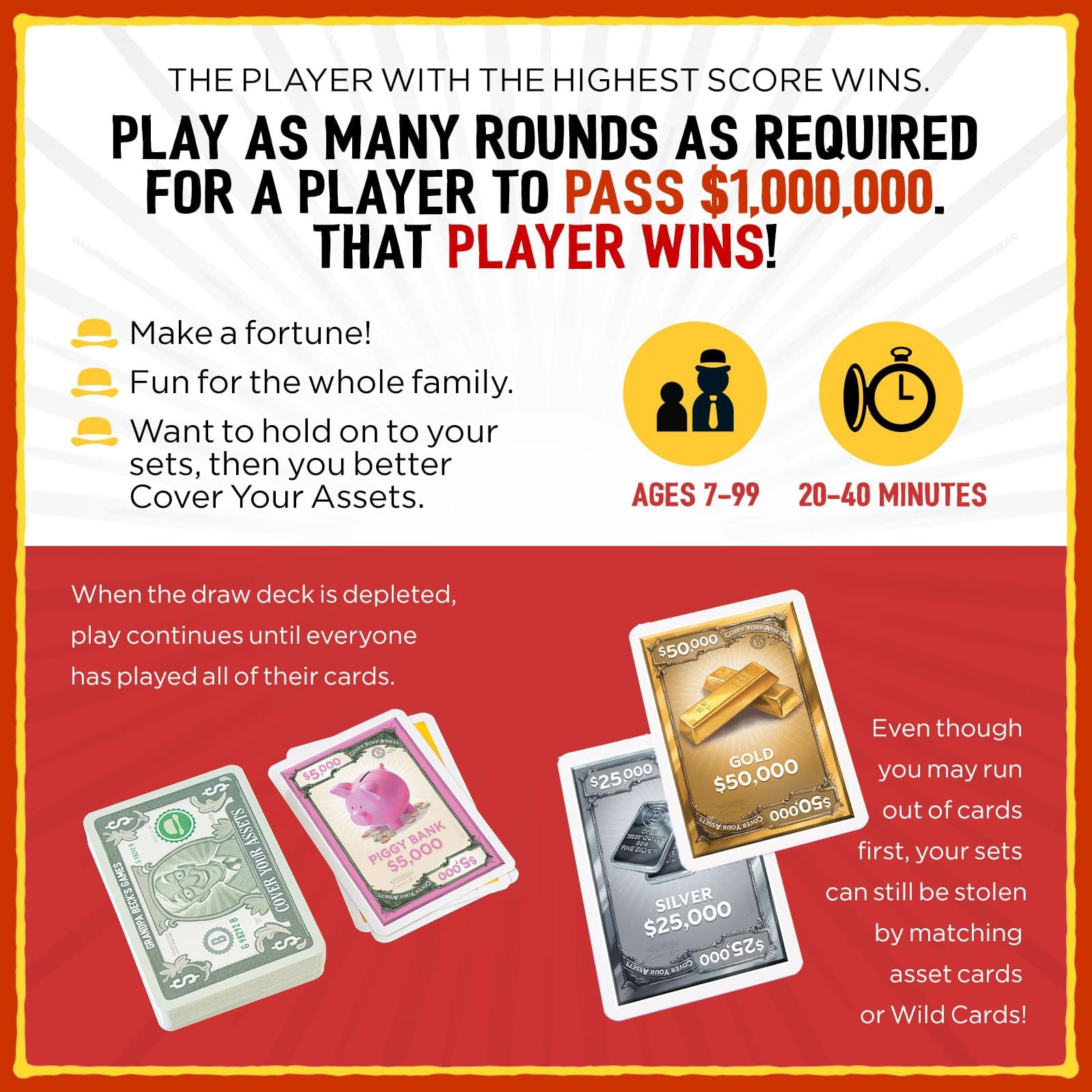 Cover Your Assets Card Game by Grandpa Beck's Games - Fun Family-Friendly Set-Collecting Game for Kids, Teens & Adults - from the Creators of Skull King - Ideal for 2-6 Players Ages 7+ Grandpa Beck's Games