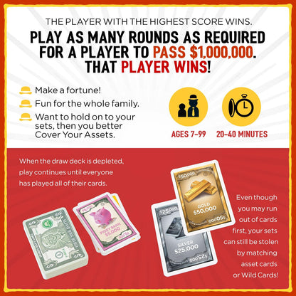 Cover Your Assets Card Game by Grandpa Beck's Games - Fun Family-Friendly Set-Collecting Game for Kids, Teens & Adults - from the Creators of Skull King - Ideal for 2-6 Players Ages 7+ Grandpa Beck's Games