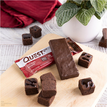 Quest Nutrition Chocolate Brownie Flavour Protein Bar, High Protein, High Fibre, Low Sugar, Keto Friendly, 20g Protein, 1g Sugar, 12ct