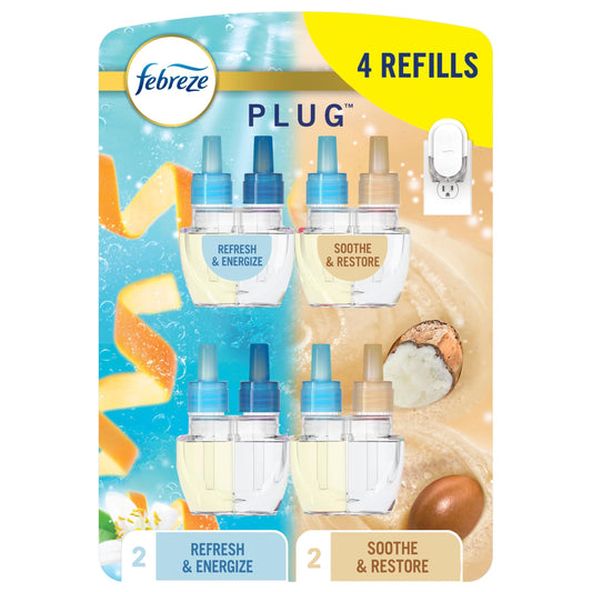 Febreze Plug In Air Freshener, Odor-Fighting Scented Oil Refill, Air Fresheners for Home and Bathroom and Kitchen, Long Lasting for Strong Odors, 104 ml Refills - Available at All In One Marketplace Canada