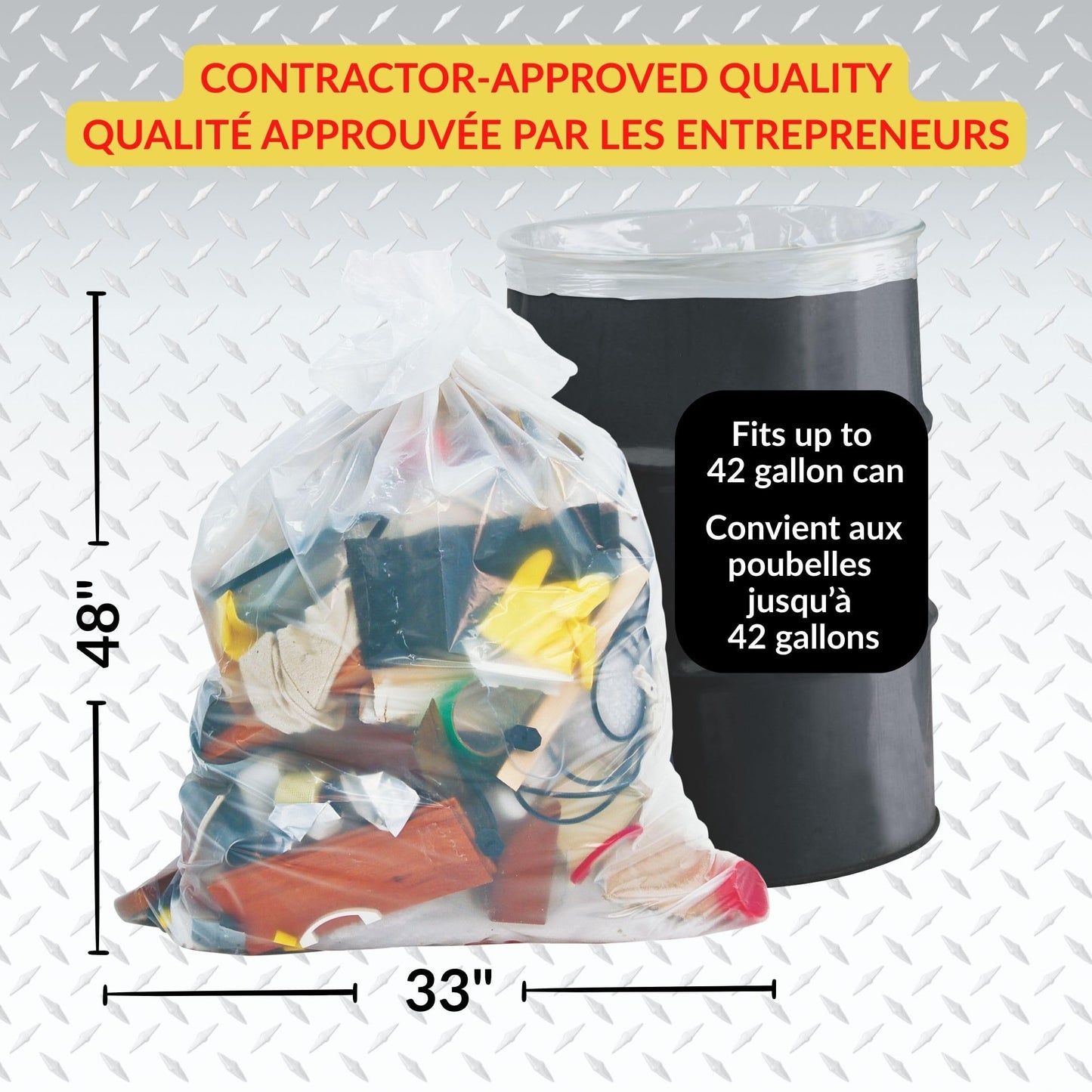 Maximum Heavy Duty Garbage Bags, 42-Gallon, 3 Mil, Clear Garbage Bags Extra Large, Tear Resistant, Industrial Strength, 32 Counts, Made In Canada - Available at All In One Marketplace Canada