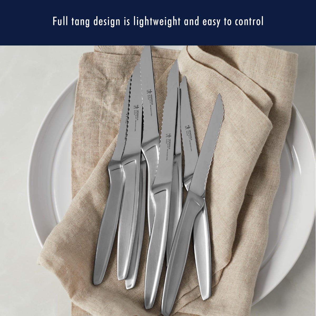 HENCKELS 6 Piece Kitchen Steak Knife Set, Premium Silver, Stainless Steel Serrated Cutlery Set, German Engineered Informed by 100+ Years of Mastery