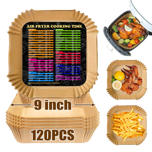 Air Fryer Liners, Airfryer Liners Disposable Square 9 Inch for 5-8QT Basket, Parchment Paper for Air Fryer Non-Stick Air Fryer Paper, Food Grade Air Fryer Parchment Paper Liners for Roasting Microwave - Available at All In One Marketplace Canada
