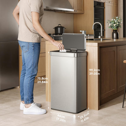 EKO Nova Sensor Trash Can, 21 Gallon/80 Liter Stainless Steel Rectangular Touchless Motion Sensor Trash Can, Matte Metallic 🍁 All In One Marketplace Canada