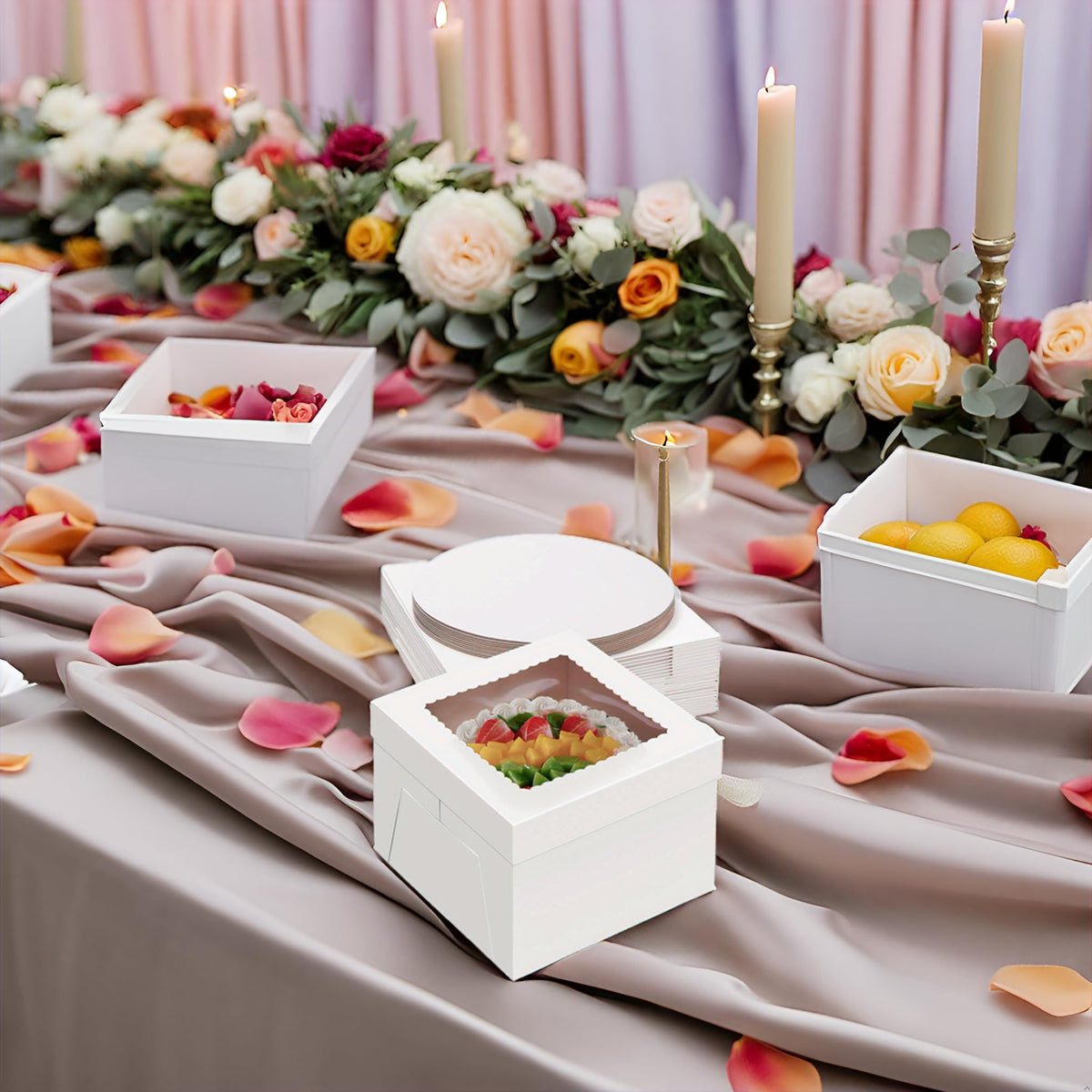 Packpal 20Pack 12 Inch Cake Boxes With Cake Boards (10 boxes & 10 boards), 12X12X8 Inch White Bakery Boxes With Windown For Cajas Pasteles, Cookie, Pastries,Pie, Wedding, Birthday, Fathers day 🍁 All In One Marketplace Canada