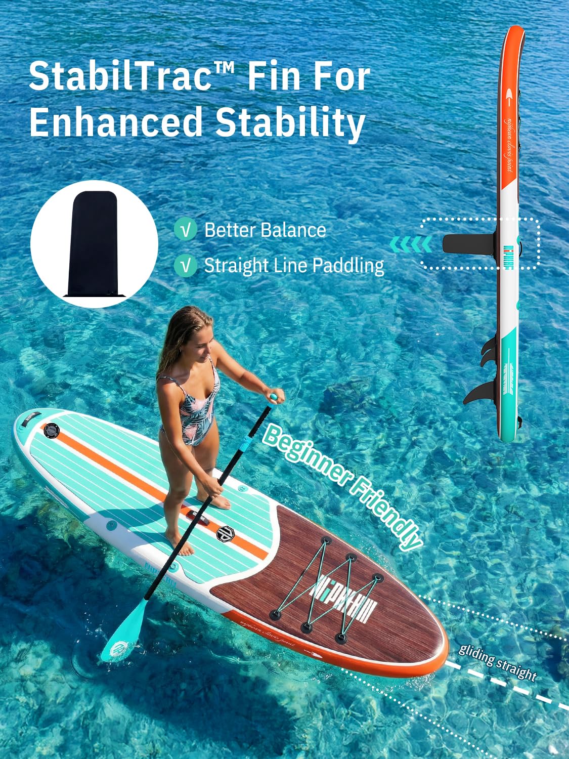 Niphean Inflatable Stand Up Paddle Board with SUP Accessories, 10'6'' All-Round Inflatable SUP, Anti-Slip EVA Deck, Inflatable Paddle Board for Adults & Youth
